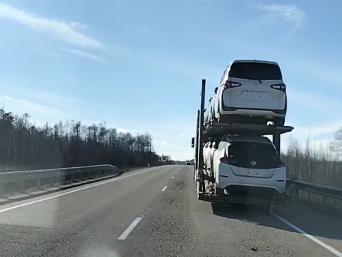 Автовоз, перевозящий автомобили.